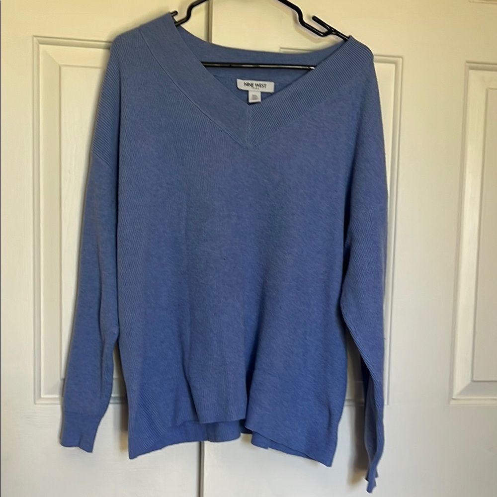 2 for $20❣️ Nine West Women's V-Neck Sweater in Soft Blue